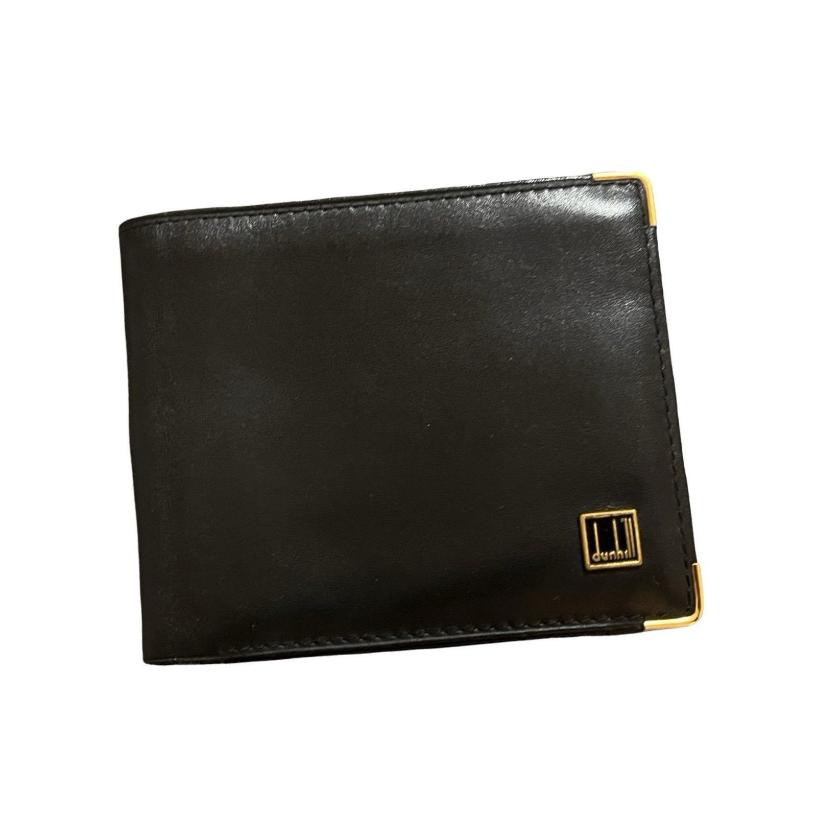 Dunhill Bifold Black Leather Gold Hardware Bifold Wallet MensWomens
